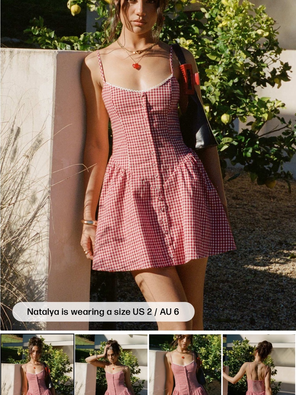 Princess Polly Toulouse Red Gingham Spaghetti-Strap Mini Dress